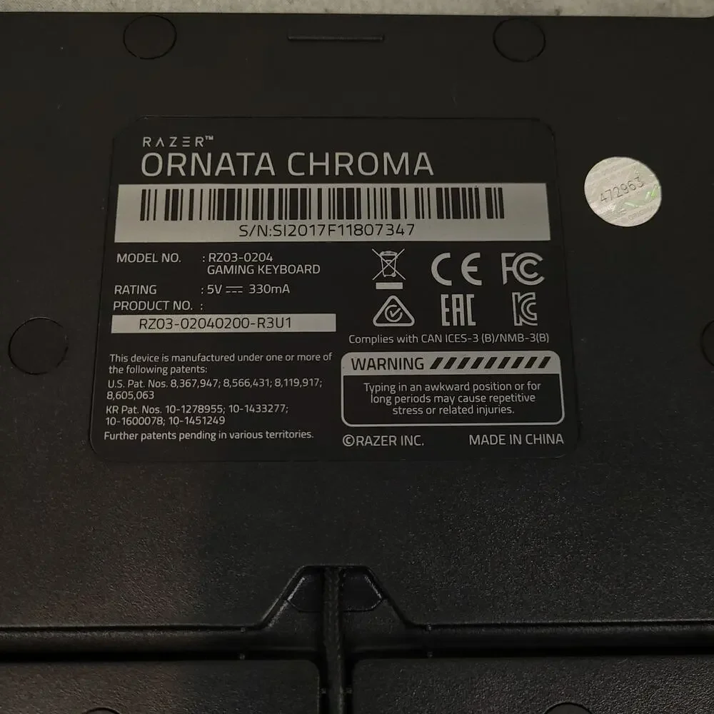 Razer Ornata Chroma Wired Gaming Keyboard RZ03-0204 RGB Mechanical Feel Black